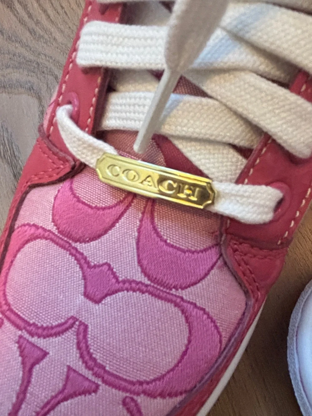 [NWOT] Coach Pink High-Top Sneakers with White Laces
